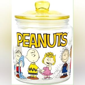 Snoopy Peanuts Gang Glass Cookie Snack Jar Canister